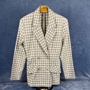 Vintage La Belle Plaid Double Breasted Blazer – Pearl Buttons – Made in USA